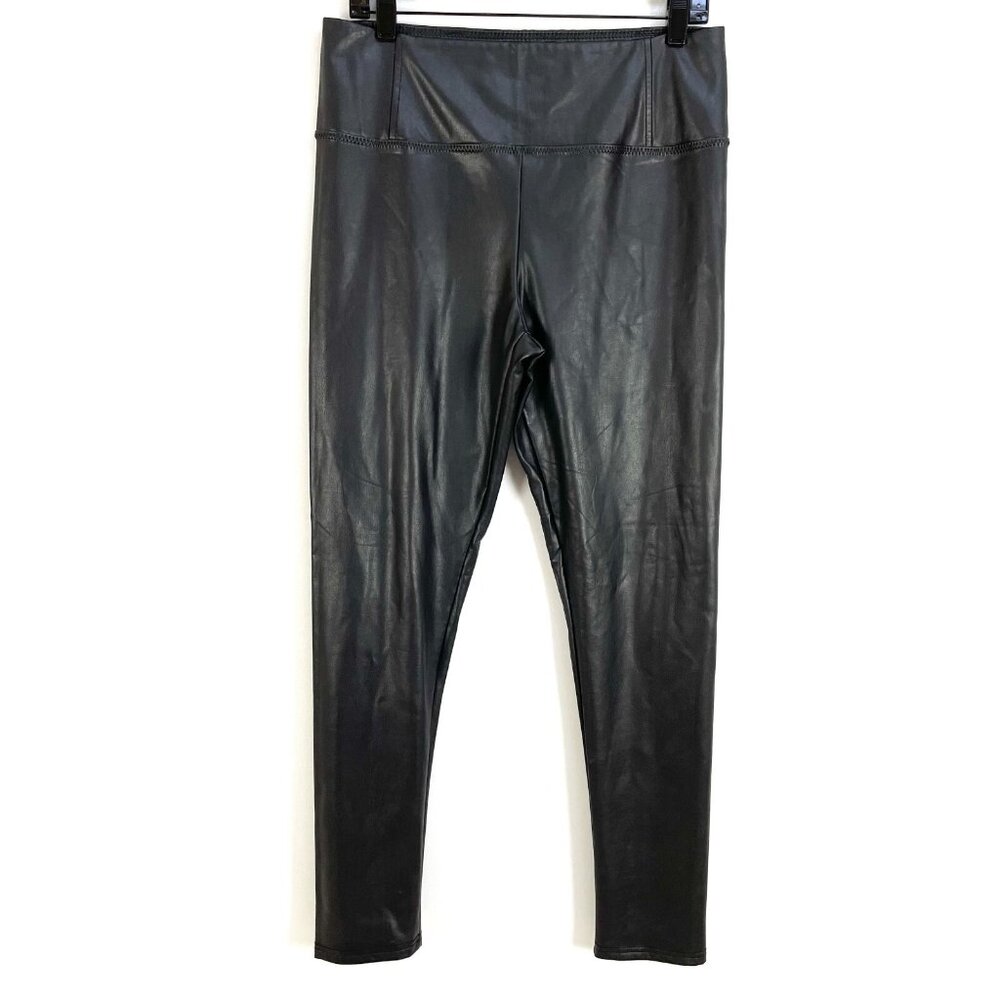 7 FOR ALL MANKIND Womens Large Black Faux Leather Stretch Skinny Pants Leggings‎